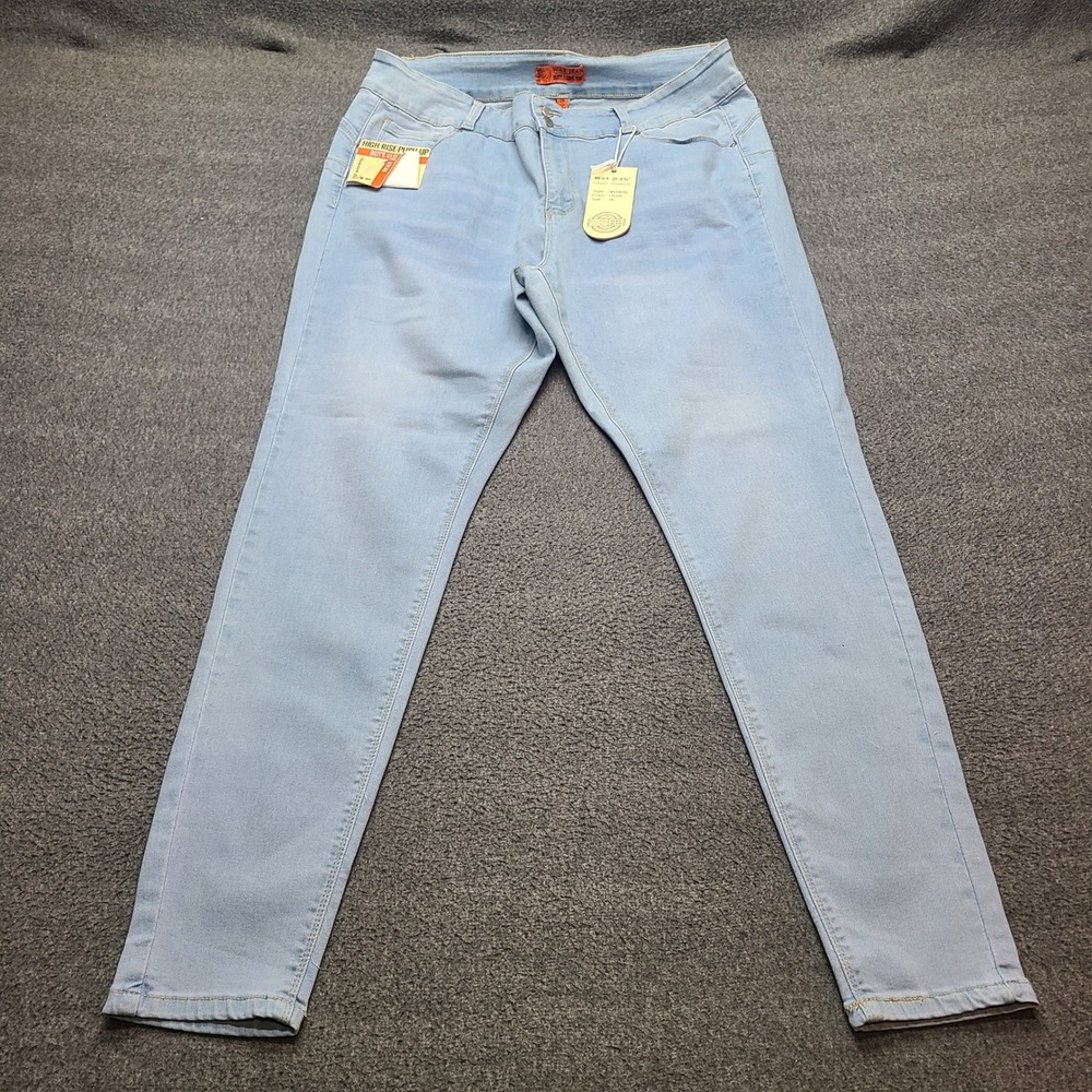Wax Jean High Rise Push Up Jeans Women‎ 18 Light Blue New Skinny Butt I Love You